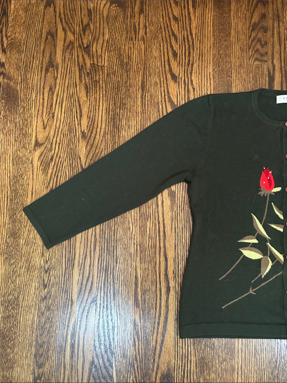 Vintage 90s Knit Floral Cardigan - Picture 6 of 10